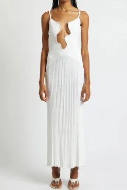 MICAS Maxi Dresses-Pearl Detail V-neck Slip Knit Maxi Dress