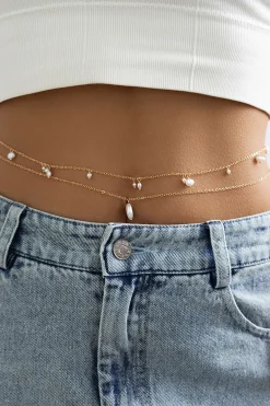 MICAS Accessories-Pearl Pendant Waist Chain PURE GOLD