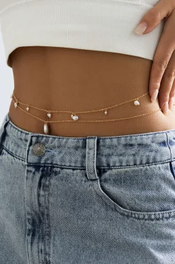 MICAS Accessories-Pearl Pendant Waist Chain PURE GOLD