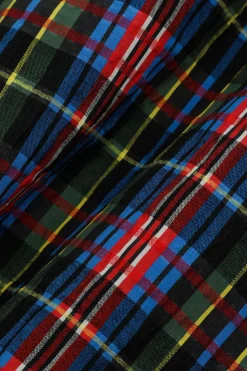 MICAS Skirts-Plaid Cut Out Waist Midi Skirt BRICK