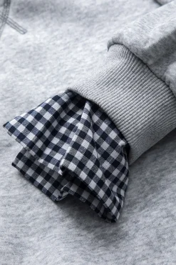 MICAS Skirt Sets-Plaid Print Patchwork Top And Drawstring Skirt Set LIGHT GRAY