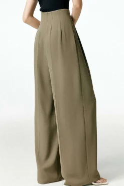 MICAS Pants-Pleated Asymmetrical Wide Leg Trousers