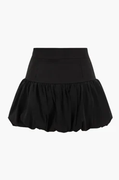 MICAS Skirts-Pleated Button Puff Mini Skirt BLACK
