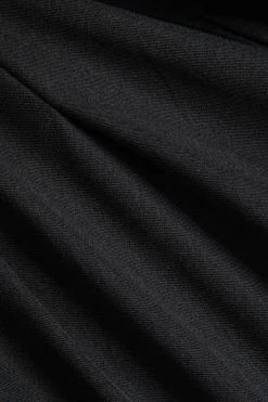 MICAS Long Sleeve Dresses|Mini Dresses-Pleated Patchwork Long Sleeve V-Neck Mini Dress BLACK