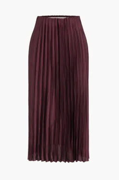MICAS Skirts-Pleated Satin Skirt