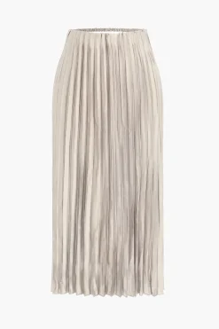 MICAS Skirts-Pleated Satin Skirt