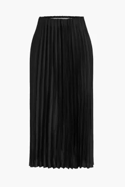 MICAS Skirts-Pleated Satin Skirt