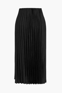 MICAS Skirts-Pleated Satin Skirt