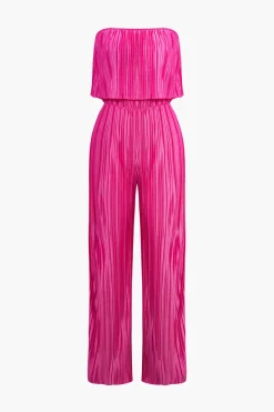 MICAS Jumpsuits & Rompers-Plisse Wrap Off Shoulder Jumpsuit RASPBERRY