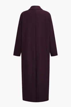 MICAS Outerwear|Outerwear-Pocketed Button Notched Lapel Coat BURGUNDY