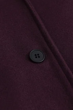 MICAS Outerwear|Outerwear-Pocketed Button Notched Lapel Coat BURGUNDY