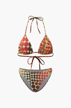 MICAS Swimwear-Polka Dot Bikini With Headscarf And Sarong Set ORANGE