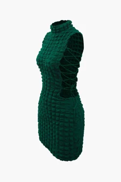 MICAS Mini Dresses-Popcorn Textured Tie Side Mini Dress JADE