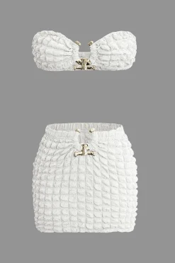 MICAS Skirt Sets|Vacation Sets-Popcorn Textured Tube Top And Mini Skirt Set