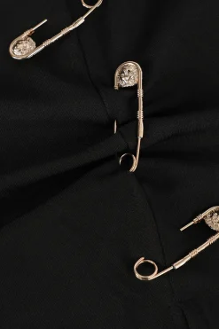 MICAS Skirts-Pothook Detail Slit Midi Skirt BLACK