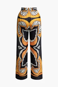MICAS Pants-Printed Drawstring Waist Straight Leg Pants