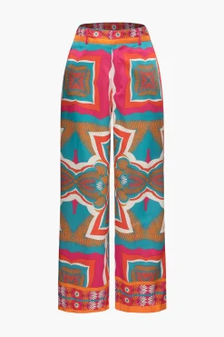 MICAS Pants-Printed High Waisted Wide Leg Pants MULTICOLOR