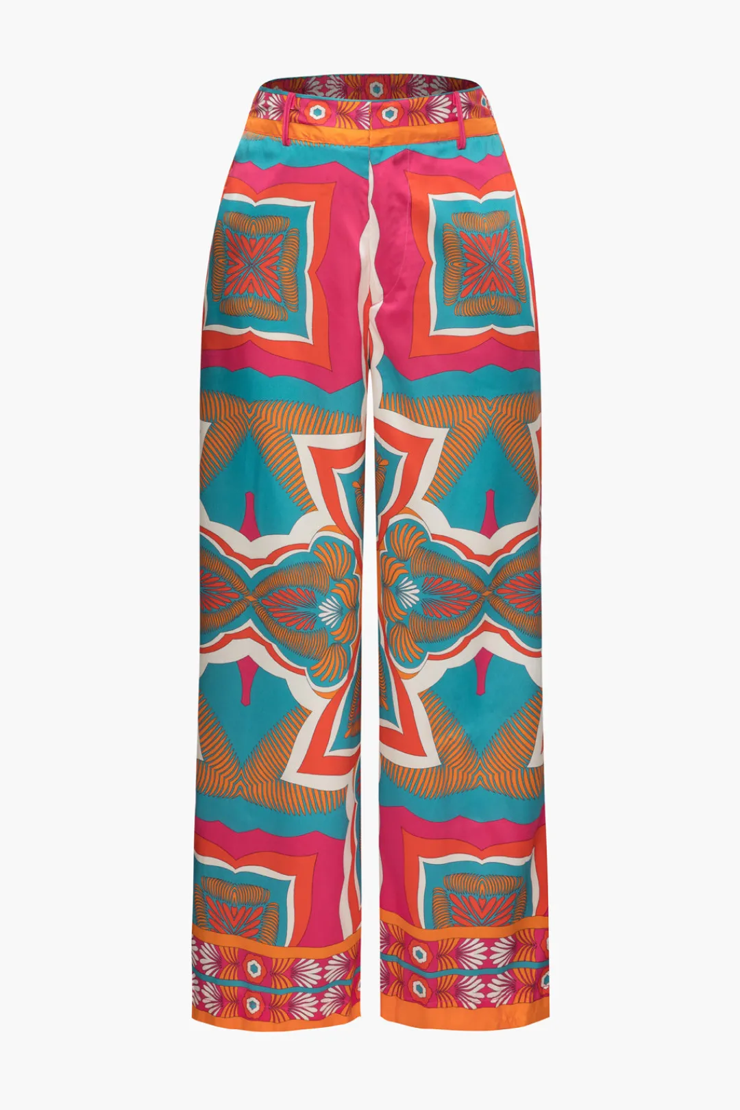MICAS Pants-Printed High Waisted Wide Leg Pants MULTICOLOR