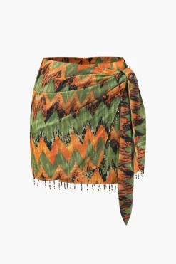 MICAS Skirts-Printed Knot Mini Skirt MILITARY