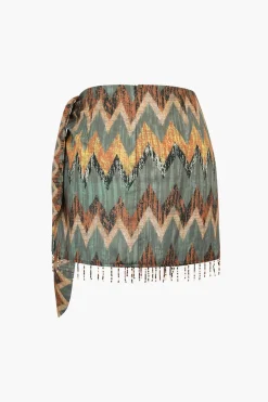 MICAS Skirts-Printed Knot Mini Skirt MILITARY