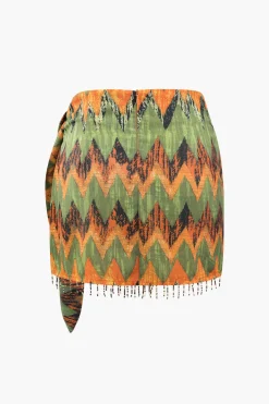 MICAS Skirts-Printed Knot Mini Skirt MILITARY