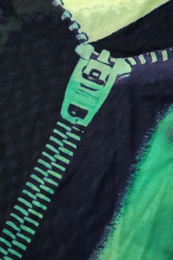 MICAS Long Sleeve Dresses|Maxi Dresses-Printed Round Neck Mesh Maxi Dress LIGHT GREEN