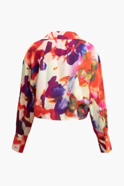 MICAS Long Sleeve Tops|Long Sleeves Tops-Printed Satin Blouse