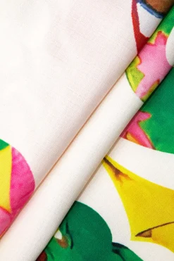 MICAS Pant Sets-Printed V-Neck Halter Backless Crop Top and Wide Leg Pants Set WHITE