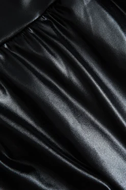 MICAS Skirts-Pu Leather Ruched A-Line Skirt