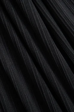 MICAS Long Sleeve Tops|Long Sleeves Tops-Puff Sleeve Patchwork Long-Sleeve Top BLACK