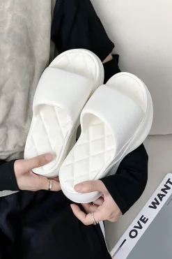 MICAS Shoes|Shoes-Quilted Thick Platform Slide Sandals