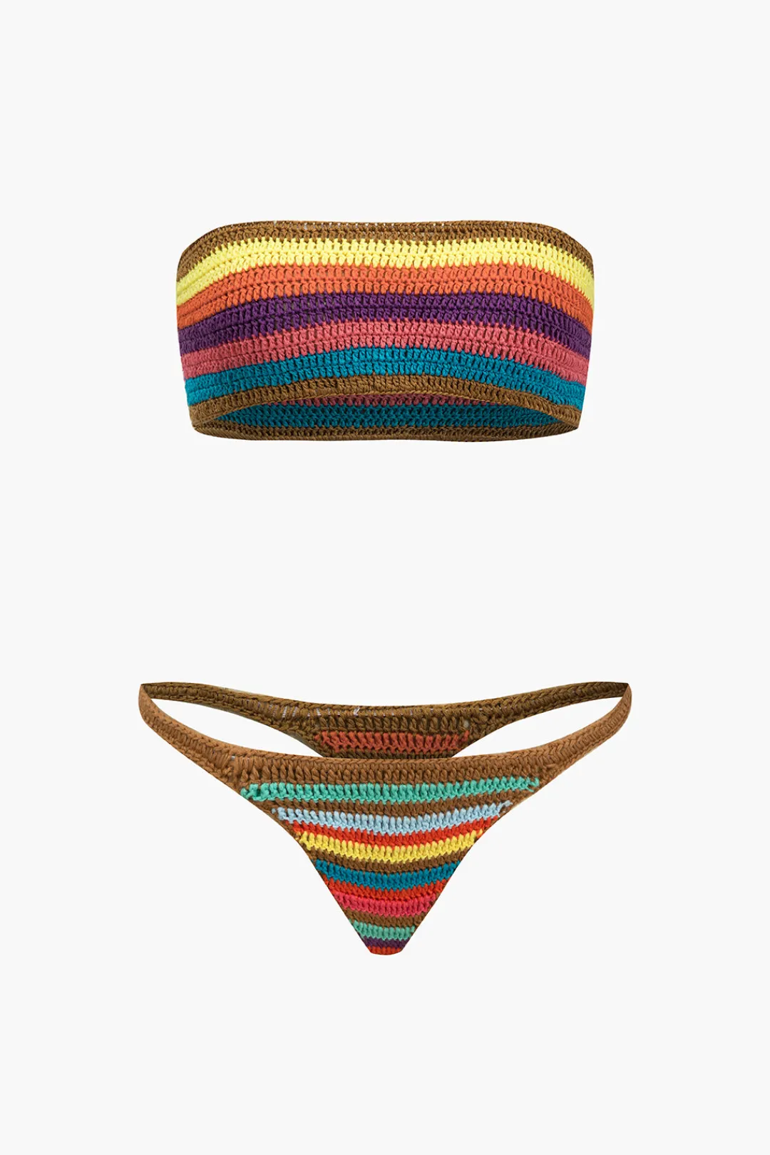 MICAS Swimwear|Vacation Sets-Rainbow Stripe Crochet Bikini Set