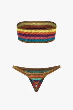 MICAS Swimwear|Vacation Sets-Rainbow Stripe Crochet Bikini Set