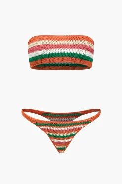 MICAS Swimwear|Vacation Sets-Rainbow Stripe Crochet Bikini Set