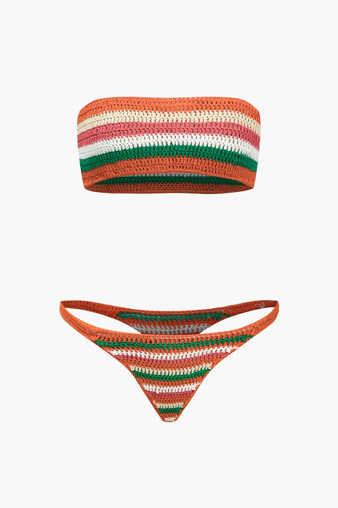 MICAS Swimwear|Vacation Sets-Rainbow Stripe Crochet Bikini Set