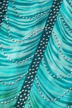 MICAS Mini Dresses-Rainbow Striped Rhinestone Bodycon Mini Dress