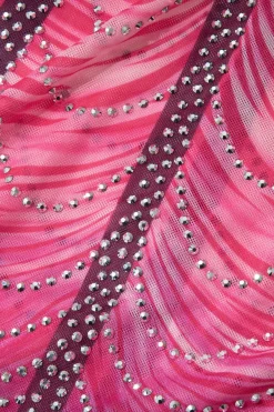 MICAS Mini Dresses-Rainbow Striped Rhinestone Bodycon Mini Dress