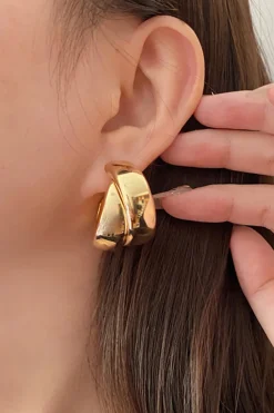 MICAS Earrings|Accessories-Retro Double-Layer Metal Earrings PURE GOLD