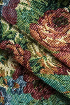 MICAS Skirts-Retro Floral Print Fringe Zipper Mini Skirt KHAKI