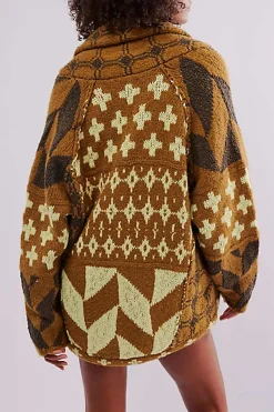 MICAS Outerwear|Outerwear-Retro Pattern Knit Button Cardigan