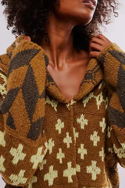 MICAS Outerwear|Outerwear-Retro Pattern Knit Button Cardigan