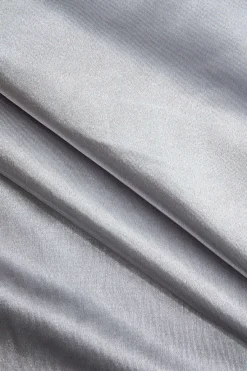 MICAS T-Shirts-Retro Print Contrast Binding V-Neck T-Shirt SILVER