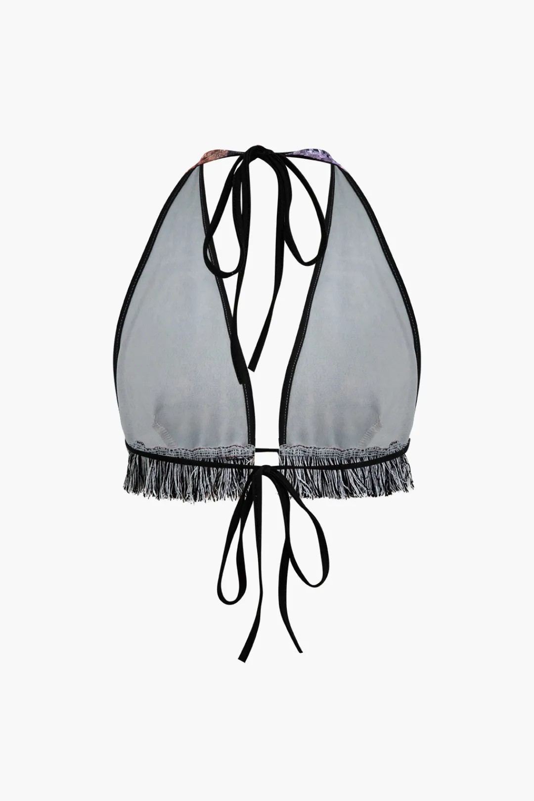 MICAS Short Sets-Retro Print Halter Backless Fringe Shorts Set MULTICOLOR