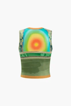 MICAS Tank Tops & Cami-Retro Statue Print Tank Top GREEN