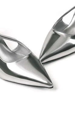 MICAS Shoes|Shoes-Rhinestone Almond Toe Low Heel SILVER