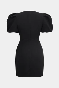 MICAS Mini Dresses-Rhinestone Bow Cut Out Mini Dress BLACK