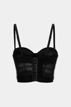 MICAS Corset & Bustier Tops|Tank Tops & Cami-Rhinestone Bustier Cami Top BLACK
