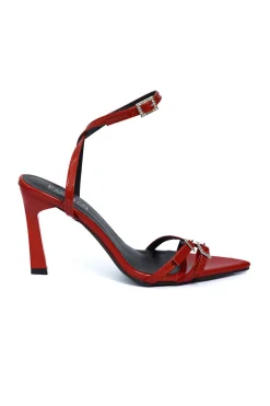 MICAS Shoes|Shoes-Rhinestone Embellished Artificial Patent Leather Cross Strap Open Toe High Heels