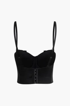 MICAS Corset & Bustier Tops-Rhinestone Embellished Flower Hook And Eye Bustier Cami Top