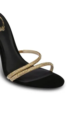 MICAS Shoes|Shoes-Rhinestone Embellished Open Toe High-heeled Sandals With Calf Strap